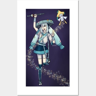 Steel type Hatsune Miku and Jirachi Posters and Art